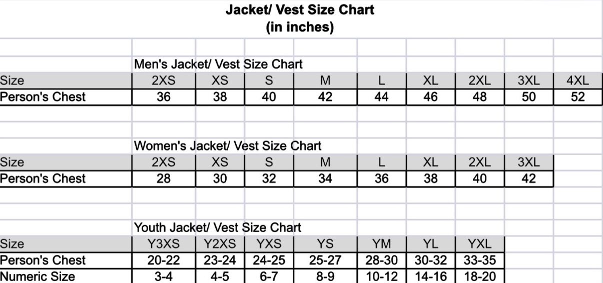 Jacket sizing